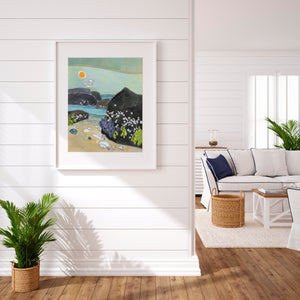 Beach Jetty Art Print Seashore Watercolor