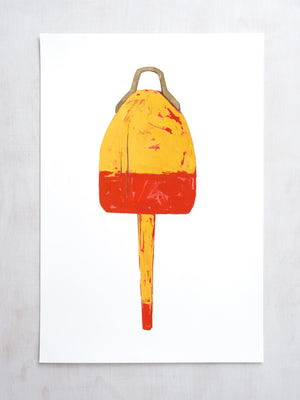 Lobster Buoy Nautical Print, Nautical Art Print, Large Buoy Yellow and Red